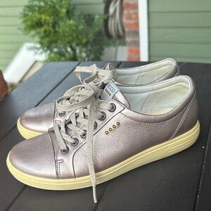 Ecco Shoes Hydromax Casual Sneakers Leather Lace Up in pewter bronze shade